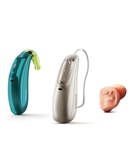 Three Phonak hearing aids.