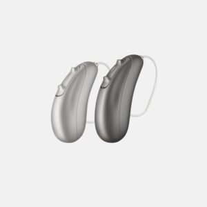 Two Unitron hearing aids.